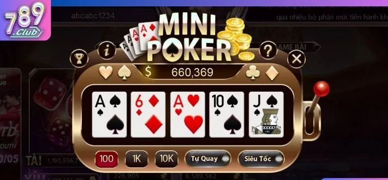 Chơi Mini Poker tại 789Club mang lại các phút giây giải trí thư giãn tuyệt vời